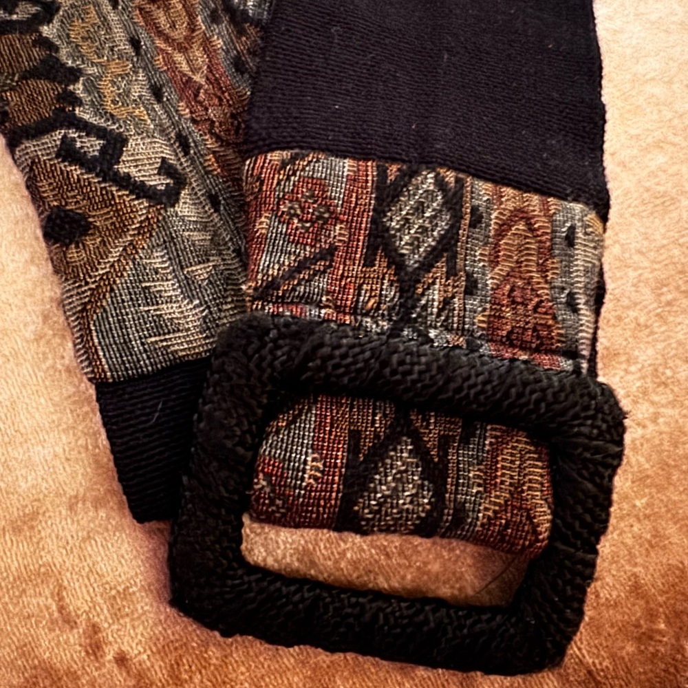 Vintage Tapestry Belt with Black Buckle